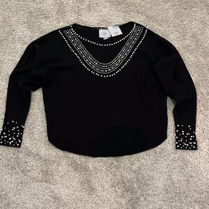 NWT LIV Milano Sweater NWT Black Small 4 6 Pearl Rhinestone Formal Cocktail‎ NEW